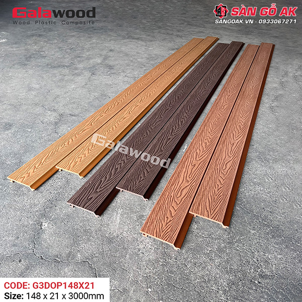 Tấm ốp gỗ nhựa ngoài trời Galawood G3DOP148X21 Wood vân gỗ 3D